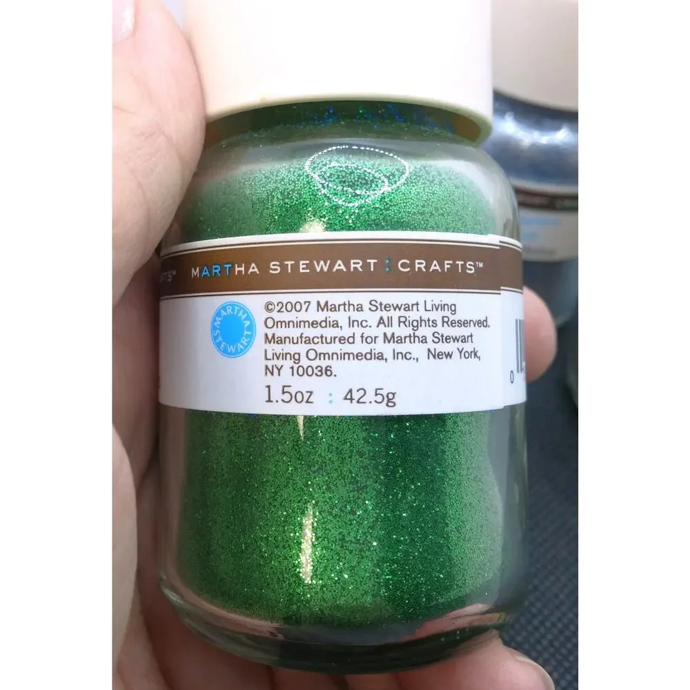 Martha Stewart Glitter 4 Large Bottles DIY Mixed Lot Blue Orange Green Copper